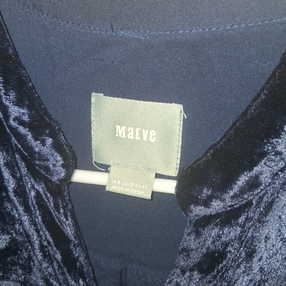Anthropologie Mave Midnight Blue Velvet Tunic Top 8 - Picture 5 of 6